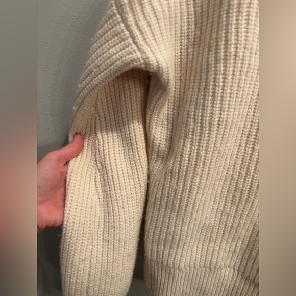 Madewell Beige Button-Shoulder Sweater wool warm winter cabin core cottage - Picture 4 of 15